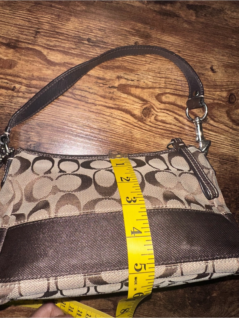 Coach Beige and Brown Signature Shoulder Bag - Picture 11 of 11